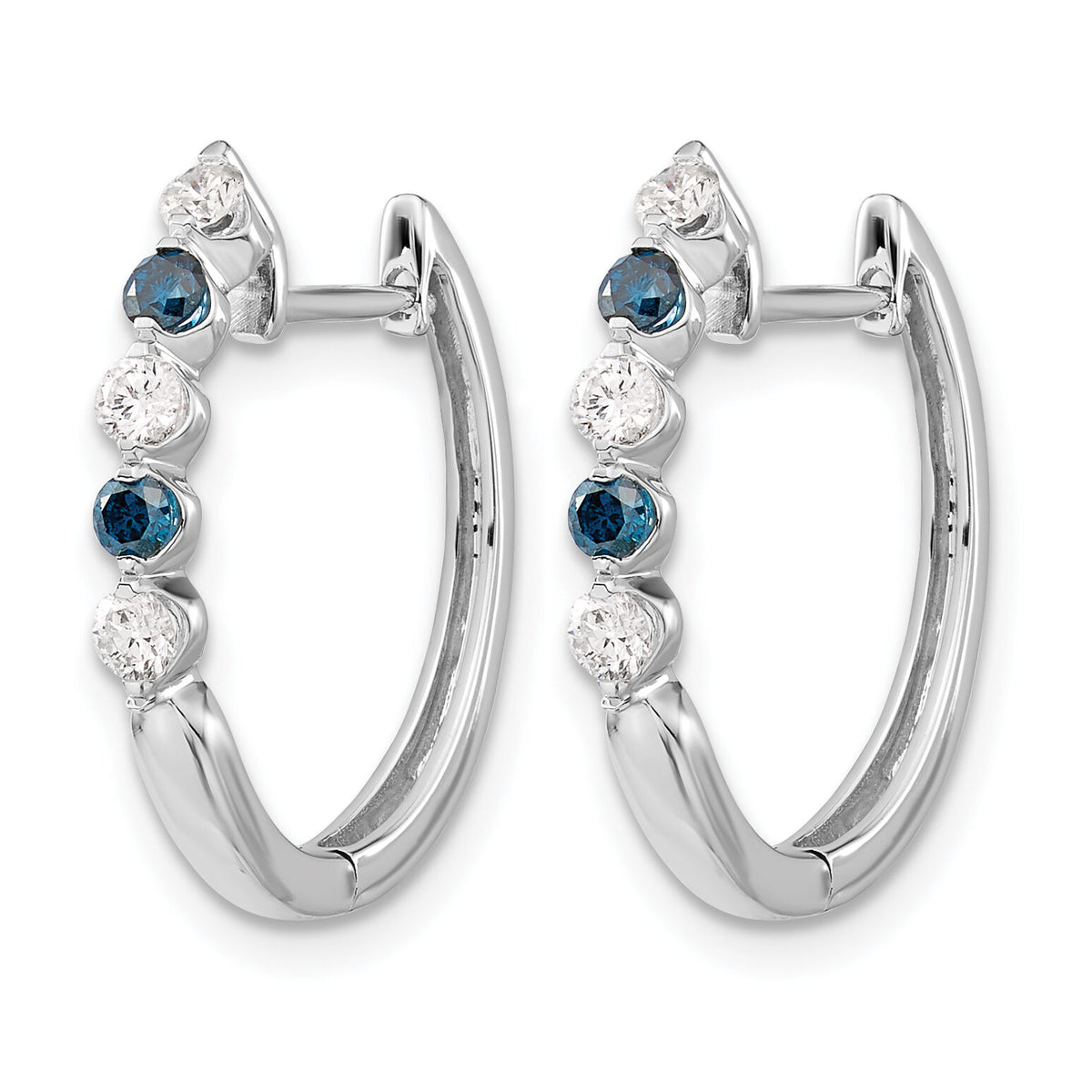 14k White Gold Blue/White Diamond Hinged Hoop Earrings-EM5403-BD-050-WA