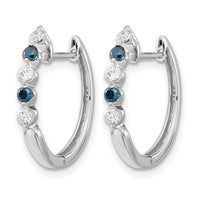 14k White Gold Blue/White Diamond Hinged Hoop Earrings-EM5403-BD-050-WA