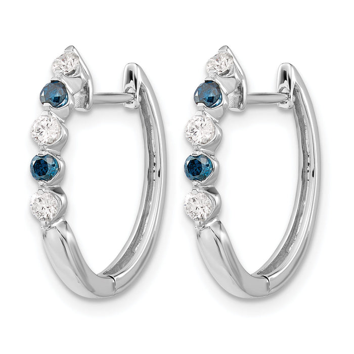 14k White Gold Blue/White Diamond Hinged Hoop Earrings-EM5403-BD-050-WA
