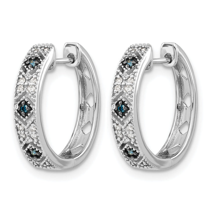 14k White Gold Blue/White Diamond Hinged Hoop Earrings-EM5404-BD-010-WA