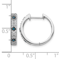 14k White Gold Blue/White Diamond Hinged Hoop Earrings-EM5404-BD-010-WA