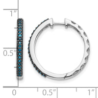 14k White Gold Blue Diamond 2.2mm Hinged Hoops-EM5405-BD-016-WA