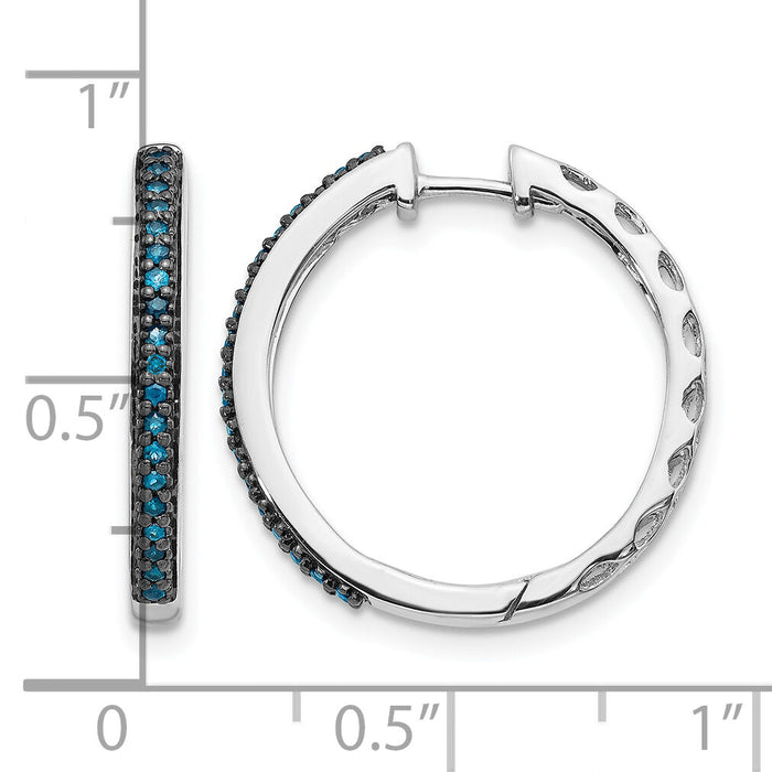 14k White Gold Blue Diamond 2.2mm Hinged Hoops-EM5405-BD-016-WA