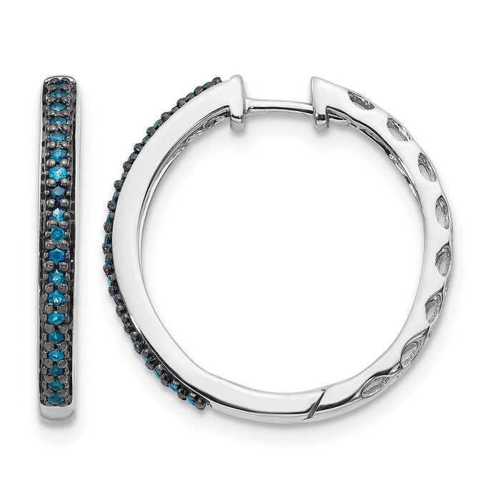 14k White Gold Blue Diamond 2.2mm Hinged Hoops-EM5405-BD-016-WA