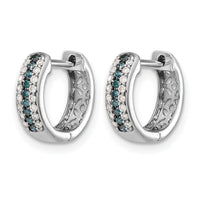 14k White Gold Blue and White Diamond Hinged Hoop Earrings-EM5406-BD-033-WA