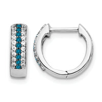 14k White Gold Blue and White Diamond Hinged Hoop Earrings-EM5406-BD-033-WA