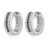 14k White Gold Black and White Diamond Hinged Hoop Earrings-EM5406-BK-033-WA