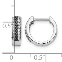 14k White Gold Black and White Diamond Hinged Hoop Earrings-EM5406-BK-033-WA