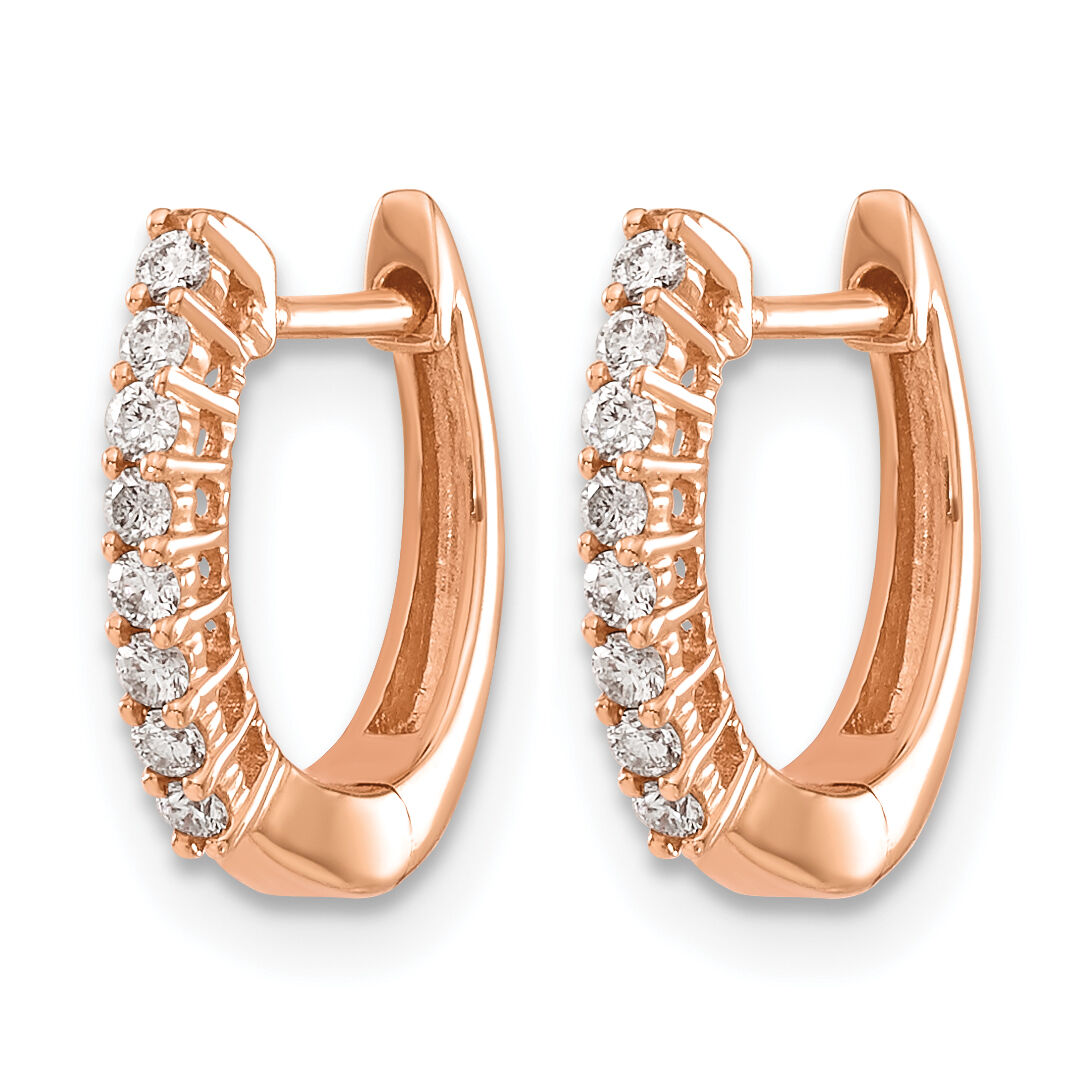 14k Rose Gold Polished Diamond Hinged Hoop Earrings-EM5407-016-RA