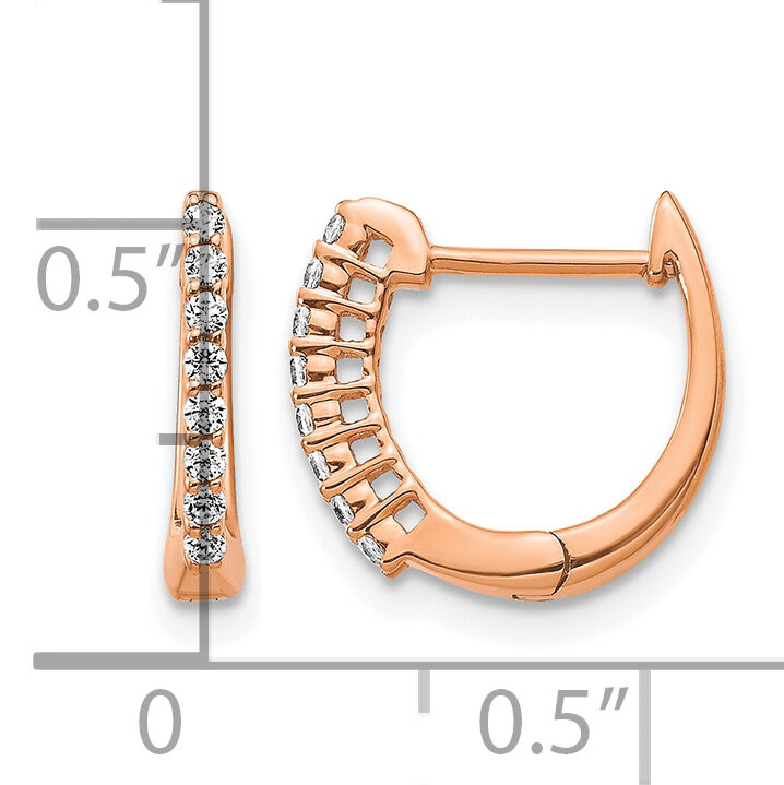 14k Rose Gold Polished Diamond Hinged Hoop Earrings-EM5407-016-RA