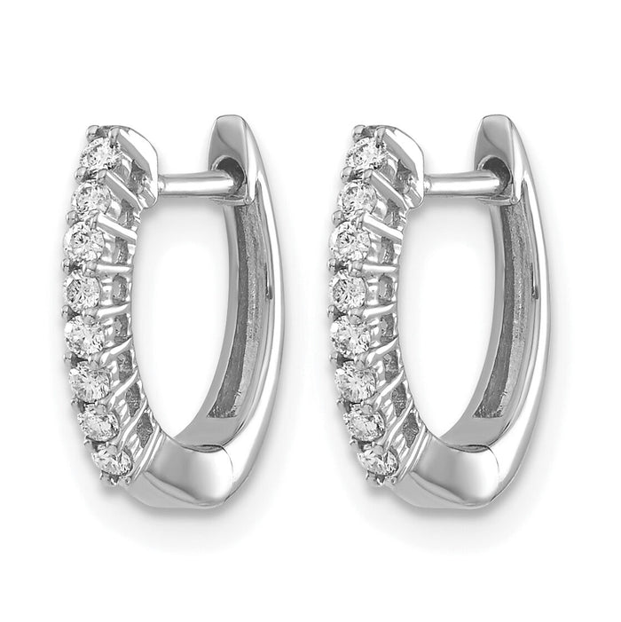 14k White Gold Polished Diamond Hinged Hoop Earrings-EM5407-016-WA