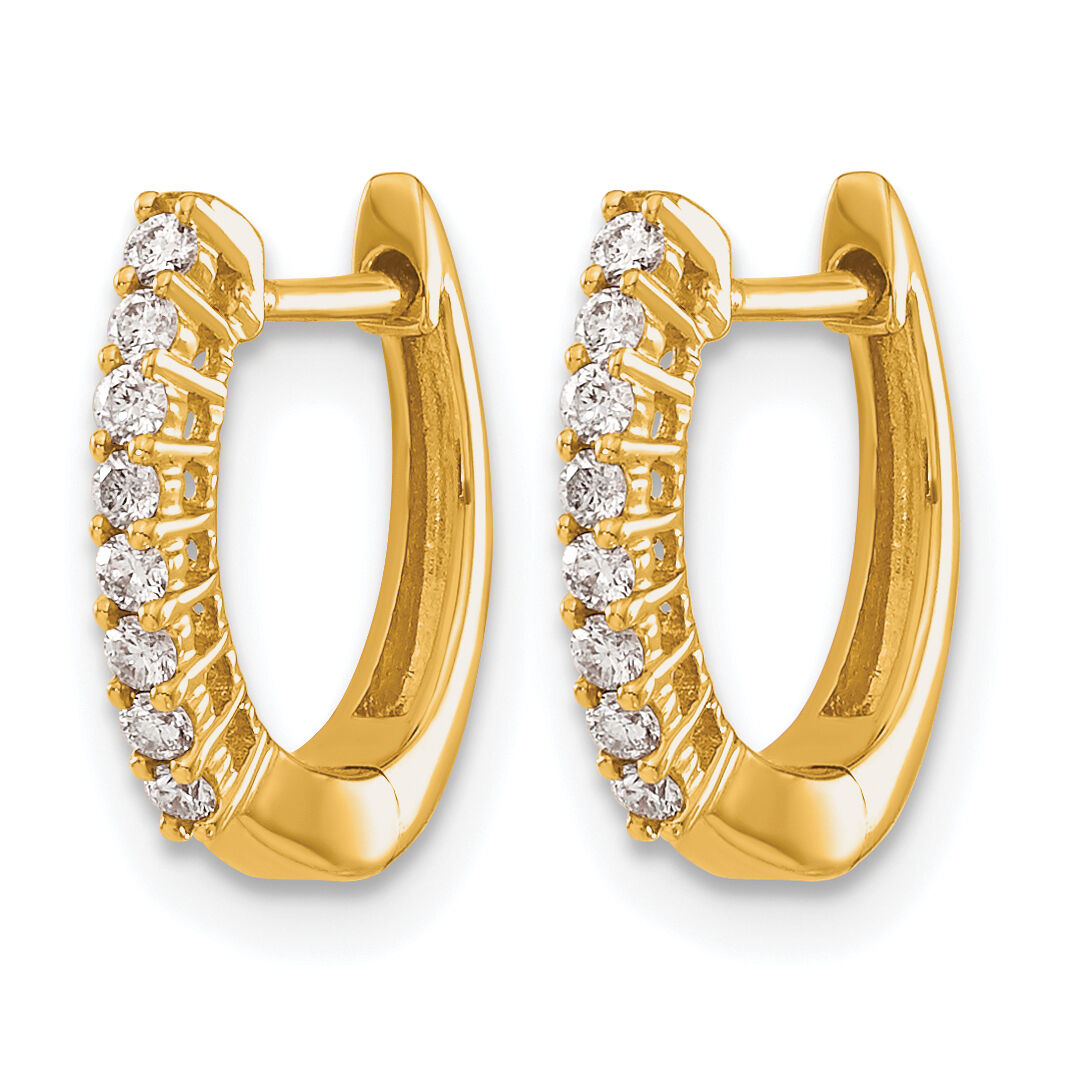 14k Gold Polished Diamond Hinged Hoop Earrings-EM5407-016-YA