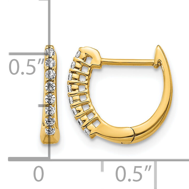 14k Gold Polished Diamond Hinged Hoop Earrings-EM5407-016-YA