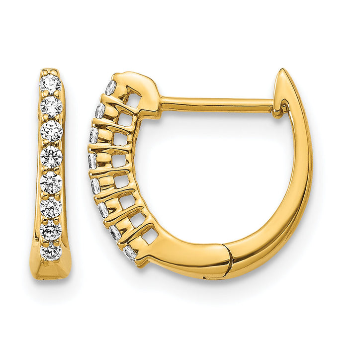 14k Gold Polished Diamond Hinged Hoop Earrings-EM5407-016-YA