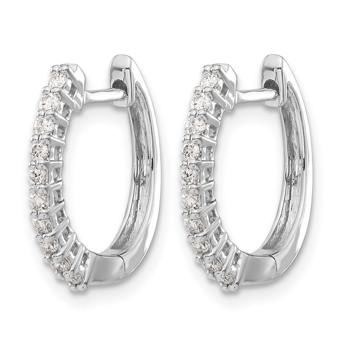 14k White Gold Diamond Hinged Hoop Earrings-EM5411-025-WA