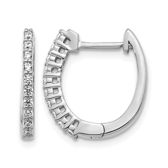 14k White Gold Diamond Hinged Hoop Earrings-EM5411-025-WA