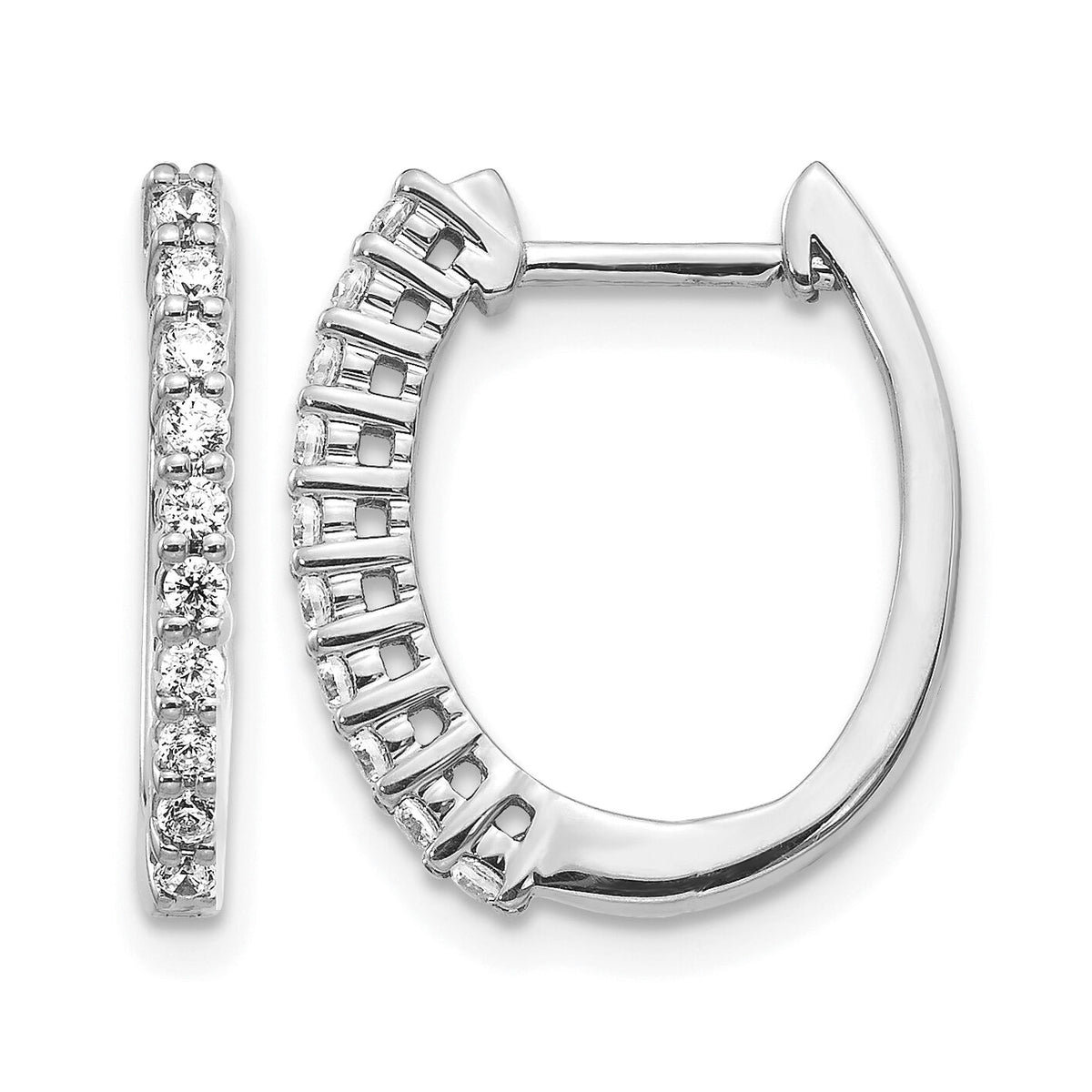 14k White Gold Diamond Hinged Hoop Earrings-EM5411-033-WA