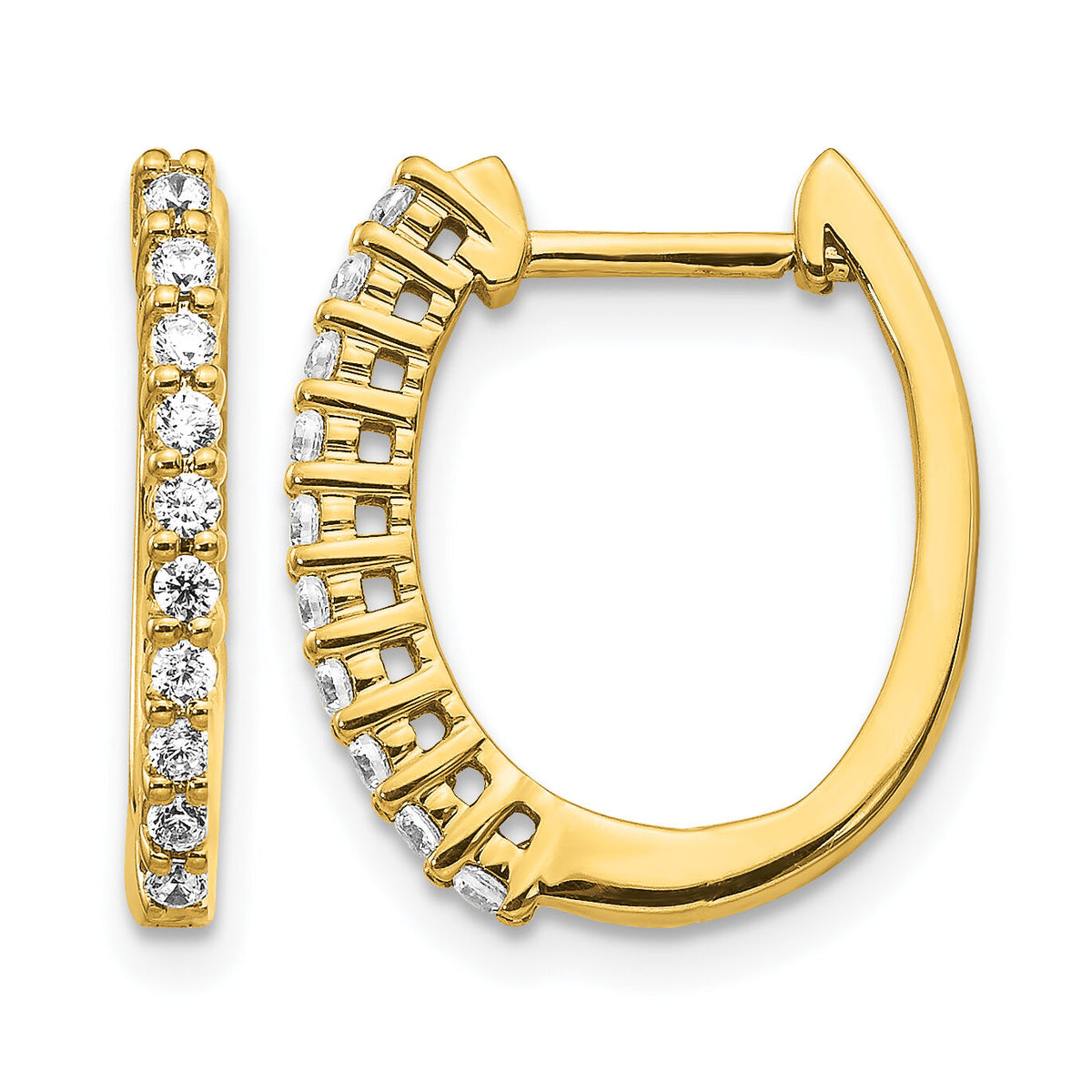 14k Diamond Hinged Hoop Earrings-EM5411-033-YA