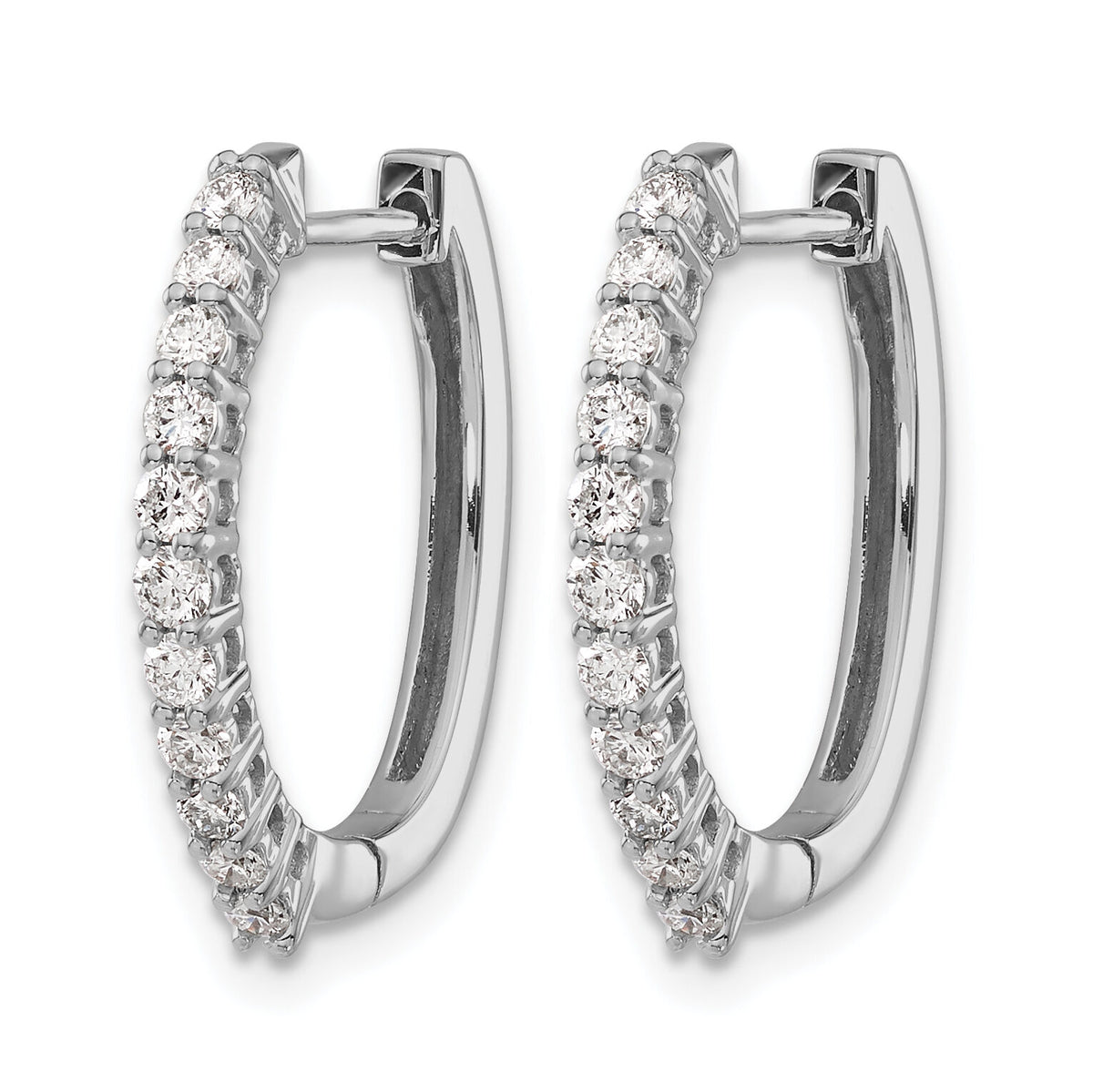 14k White Gold Diamond Hinged Hoop Earrings-EM5411-050-WA