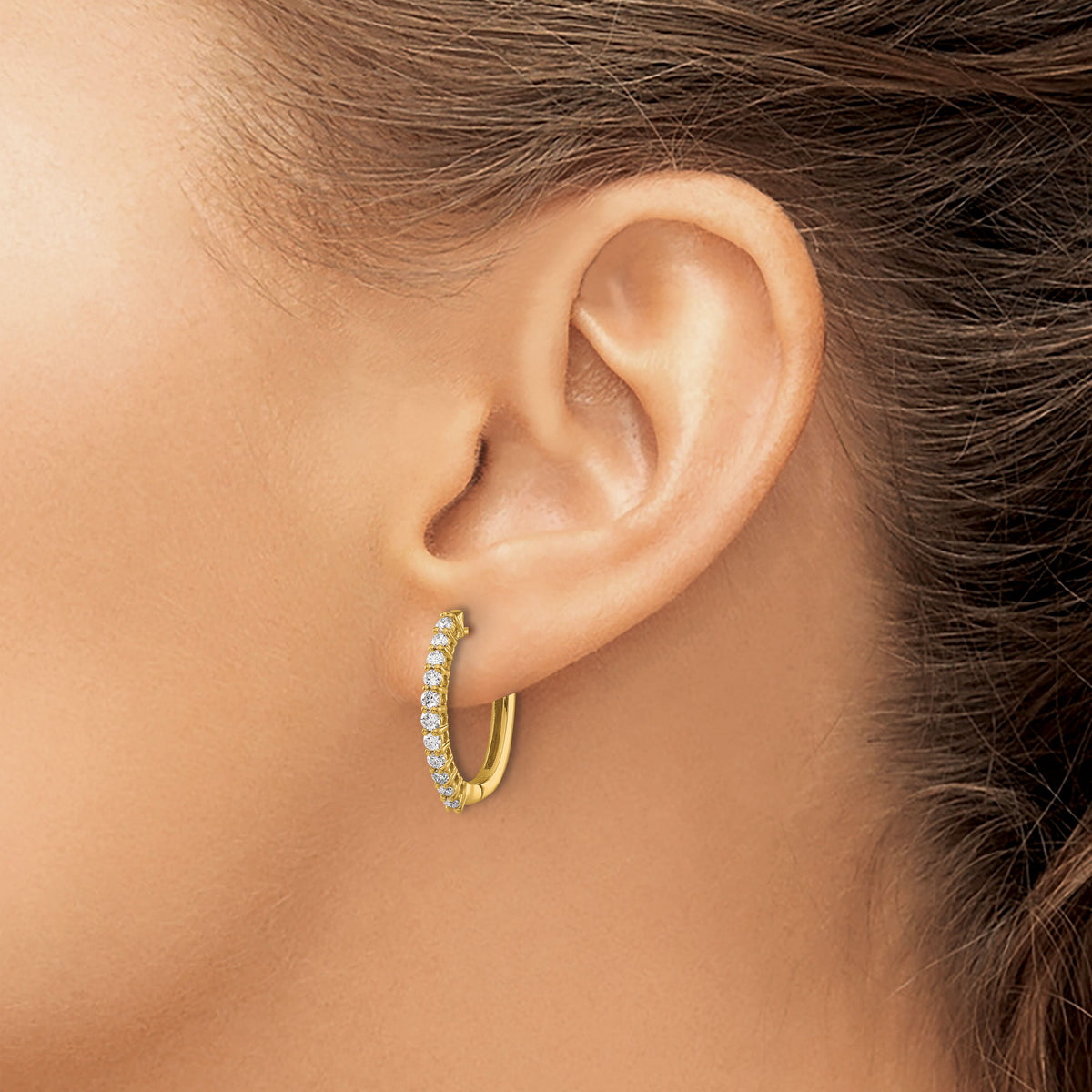 14k Diamond Hinged Hoop Earrings-EM5411-050-YA