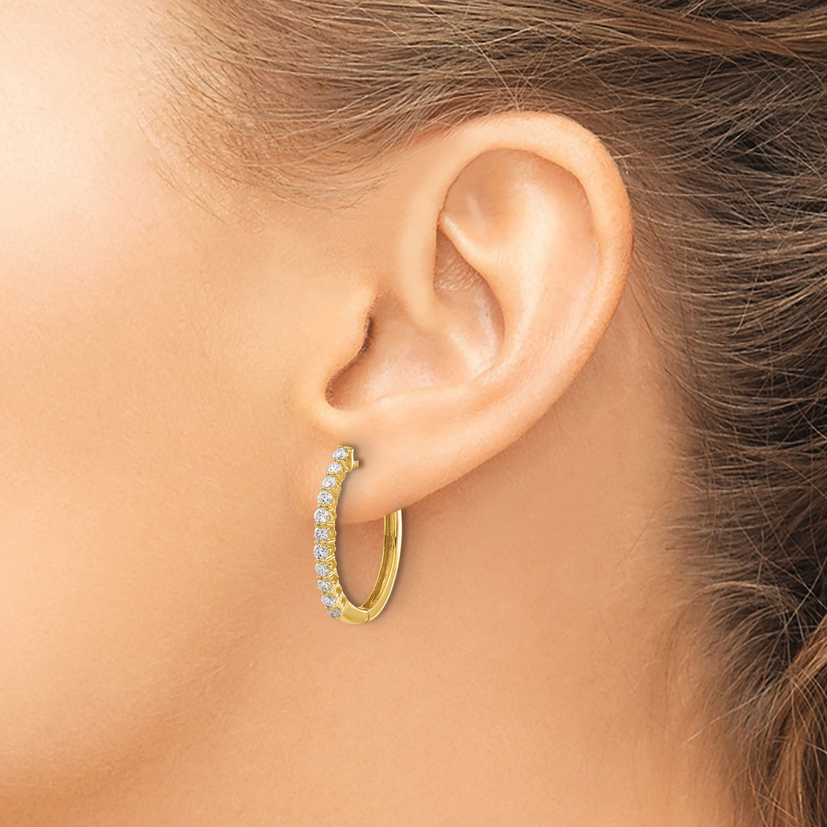 14k Diamond Hinged Hoop Earrings-EM5412-075-YA