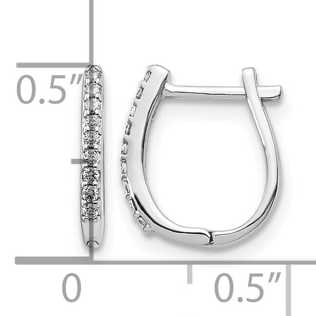 14k White Gold Diamond Hinged Hoop Earrings-EM5413-010-WA