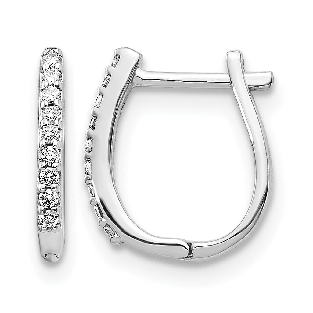 14k White Gold Diamond Hinged Hoop Earrings-EM5413-010-WA