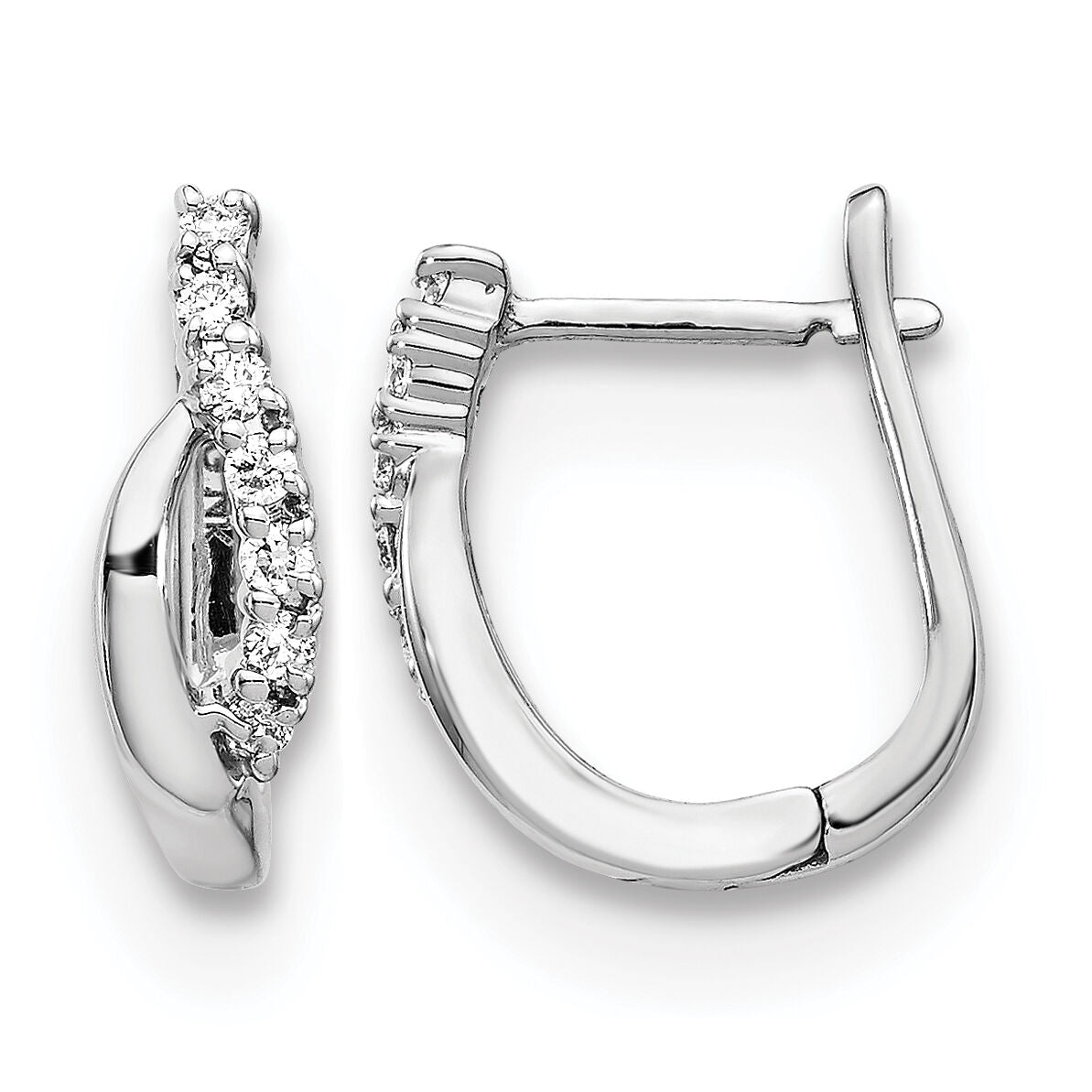 14k White Gold Diamond Hinged Earrings-EM5414-013-WA