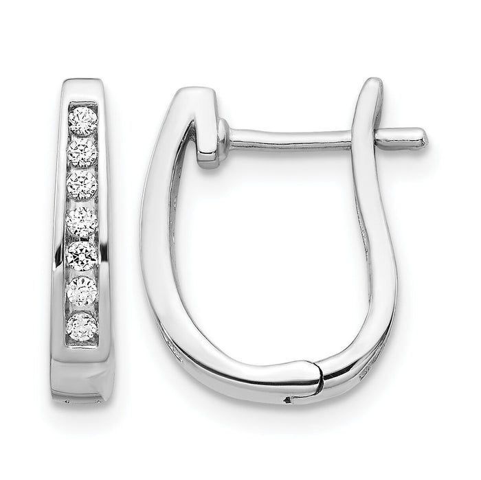 14k White Gold Diamond 3mm Hinged Hoop Earrings-EM5415-016-WA