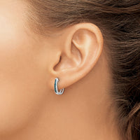 14k White Gold Blue Diamond 3mm Hinged Hoop Earrings-EM5415-BD-016-WA