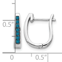 14k White Gold Blue Diamond 3mm Hinged Hoop Earrings-EM5415-BD-016-WA