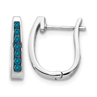 14k White Gold Blue Diamond 3mm Hinged Hoop Earrings-EM5415-BD-016-WA