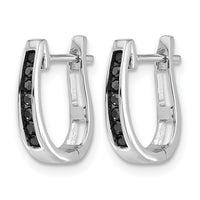14k White Gold Black Diamond 3mm Hinged Hoop Earrings-EM5415-BK-016-WA