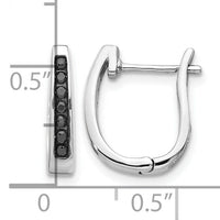 14k White Gold Black Diamond 3mm Hinged Hoop Earrings-EM5415-BK-016-WA