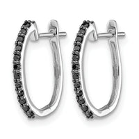 14k White Gold Black Diamond 1.3mm Hinged Hoop Earrings-EM5416-BK-020-WA
