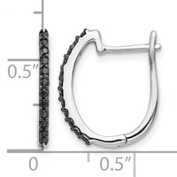 14k White Gold Black Diamond 1.3mm Hinged Hoop Earrings-EM5416-BK-020-WA