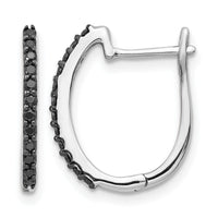 14k White Gold Black Diamond 1.3mm Hinged Hoop Earrings-EM5416-BK-020-WA