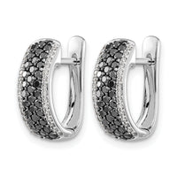 14k White Gold Black and White Diamond Hinged Hoop Earrings-EM5417-BK-100-WA