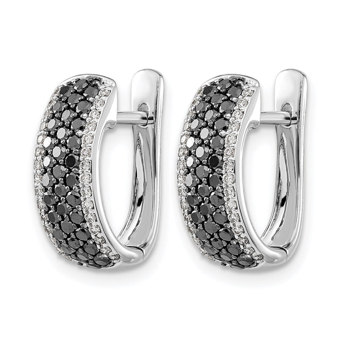 14k White Gold Black and White Diamond Hinged Hoop Earrings-EM5417-BK-100-WA