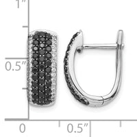 14k White Gold Black and White Diamond Hinged Hoop Earrings-EM5417-BK-100-WA
