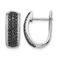 14k White Gold Black and White Diamond Hinged Hoop Earrings-EM5417-BK-100-WA