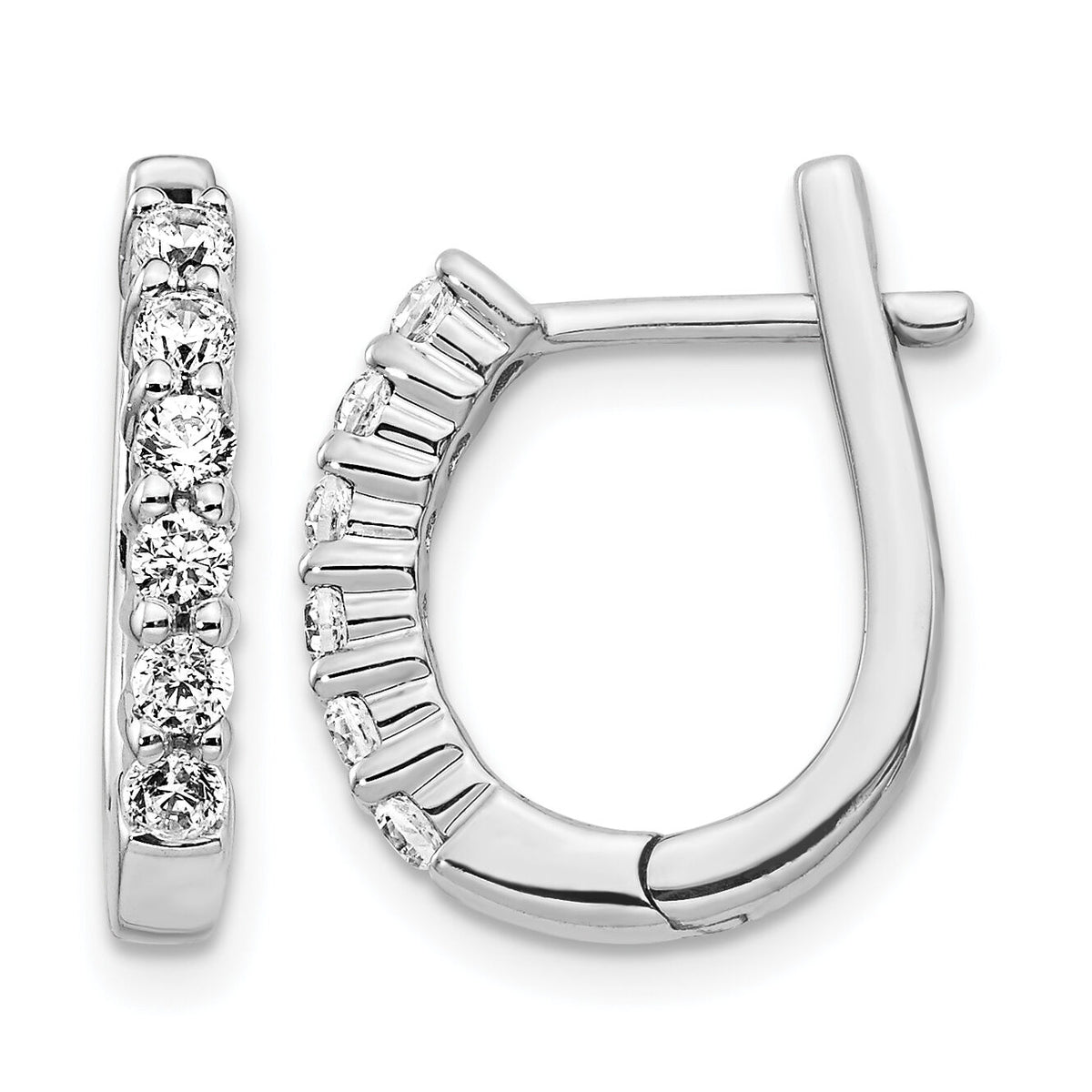 14k White Gold Diamond Hinged Hoop Earrings-EM5418-050-WA