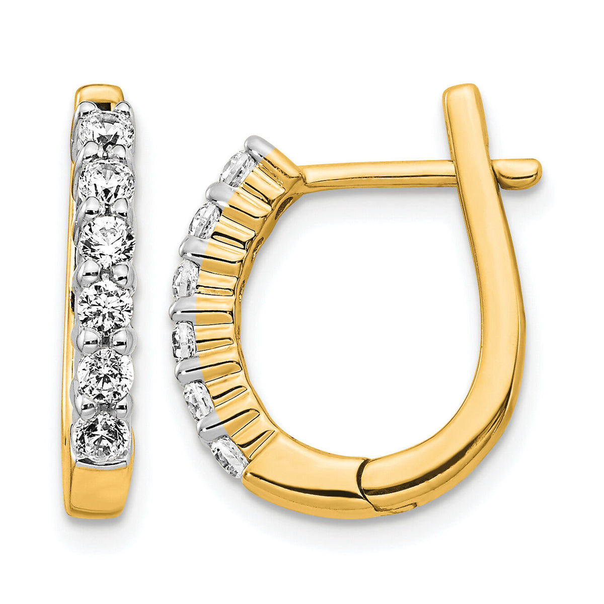 14k Diamond Hinged Hoop Earrings-EM5418-050-YA