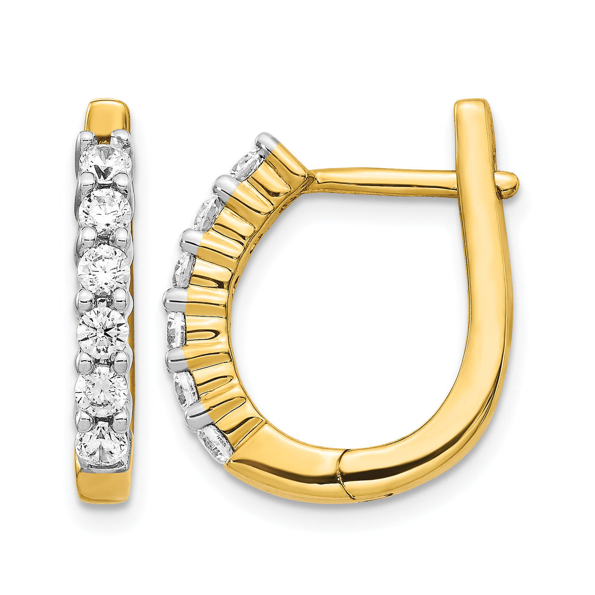 14k Diamond Hinged Hoop Earrings-EM5418-075-YA