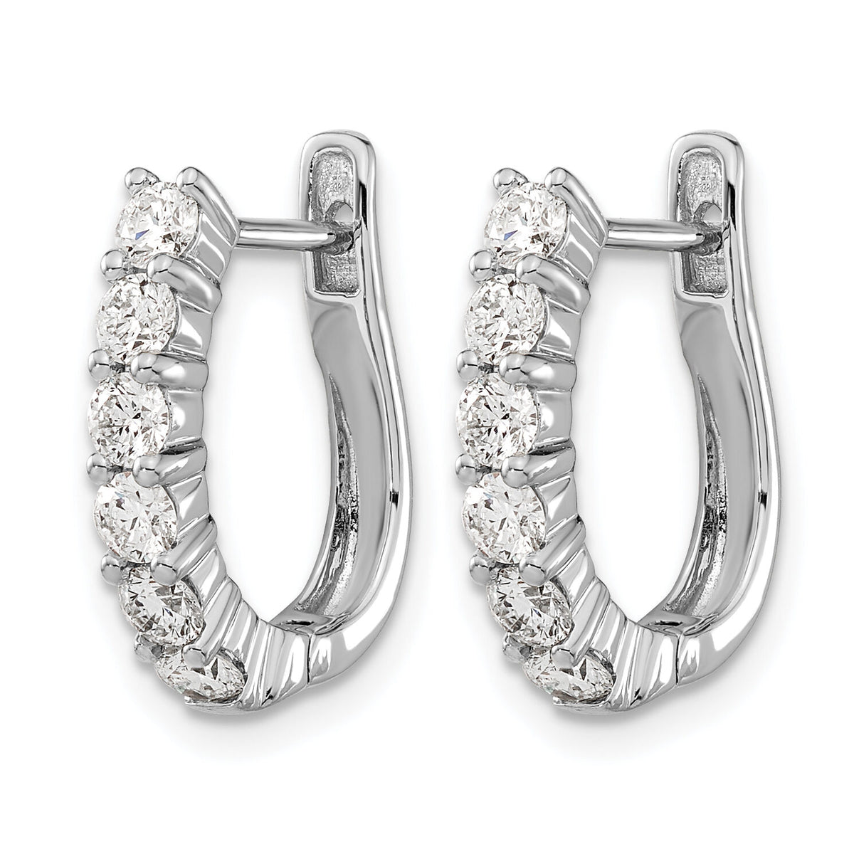 14k White Gold Diamond Hinged Hoop Earrings-EM5419-100-WA