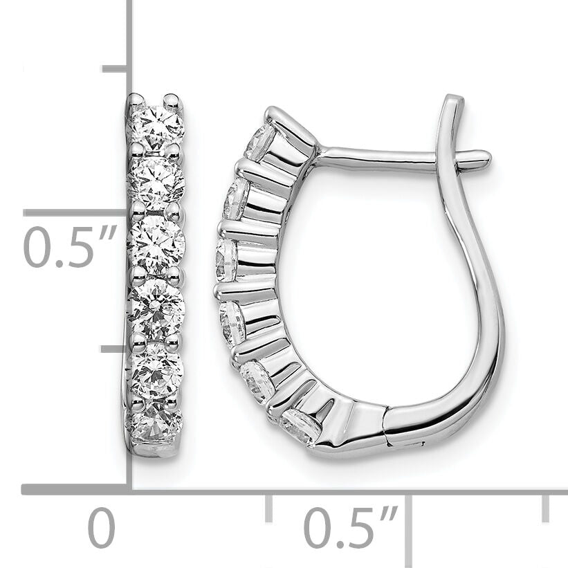 14k White Gold Diamond Hinged Hoop Earrings-EM5419-100-WA