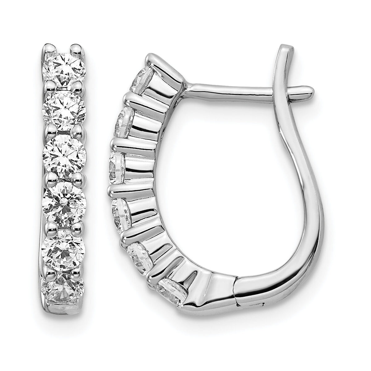 14k White Gold Diamond Hinged Hoop Earrings-EM5419-100-WA