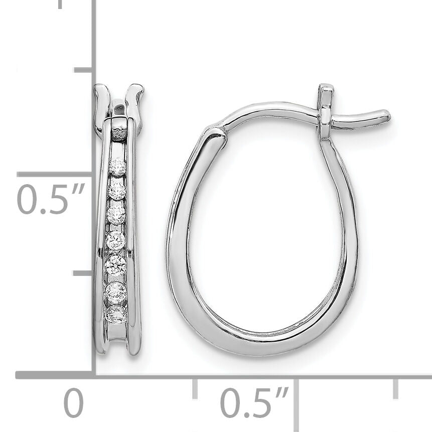14k White Gold Diamond Oval Hinged Hoop Earrings-EM5420-013-WA