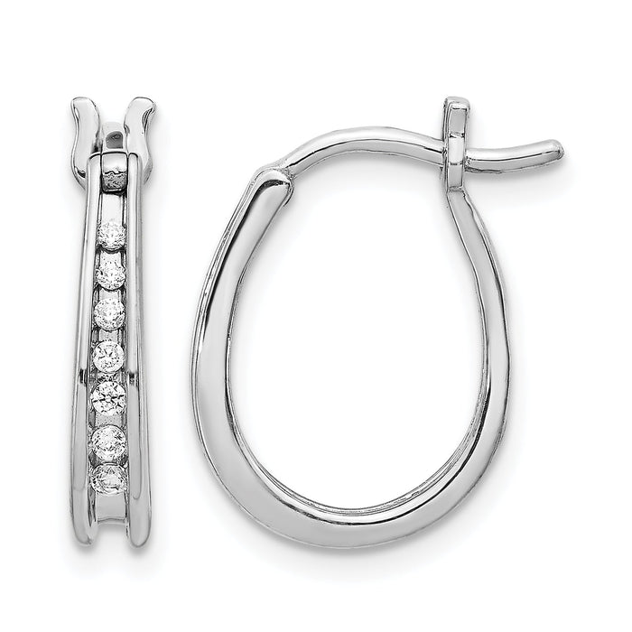 14k White Gold Diamond Oval Hinged Hoop Earrings-EM5420-013-WA