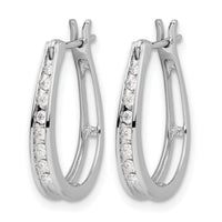14k White Gold Diamond Oval Hinged Hoop Earrings-EM5420-020-WA